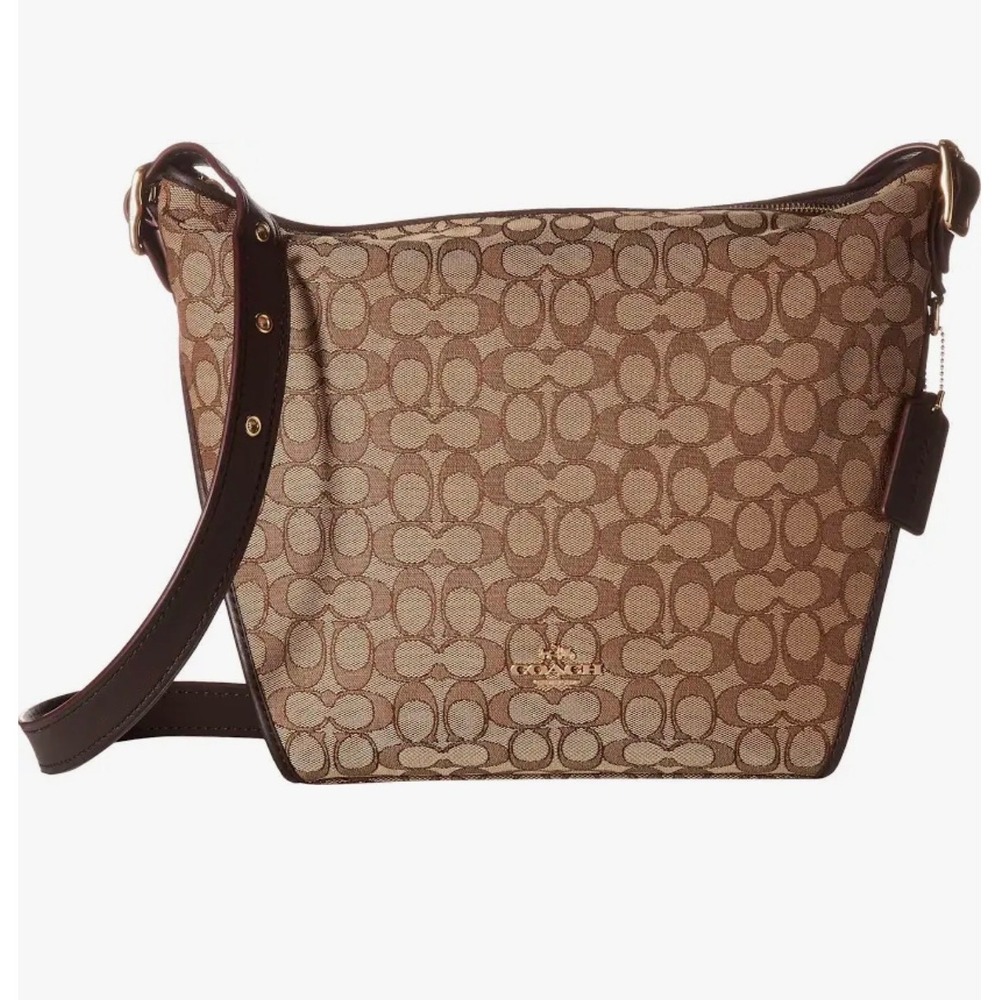 Coach Shoulder Bag Women Medium Brown Good Signature C Canvas Hobo 25898